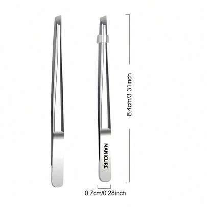 byimy 1支高品质不锈钢眉镊，可去除内生毛发，精密斜口眉镊，面部护理工具