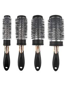 1支专业圆梳，适用于吹干和卷发，5种尺寸可选，带通风铝制梳筒，防静电，干湿两用 - 适合成年女性，打造蓬松秀发，无异味，是日常发型的理想之选，适合沙龙使用、送礼和日常使用。 - 黑色 - 查看 9