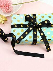 2卷/1卷节日金色心形丝带，4.57米优质涤纶材质，适用于礼品包装、派对装饰和DIY家居装饰，适合圣诞节、感恩节、新年、情人节等节日。 - 彩色 - 查看 5