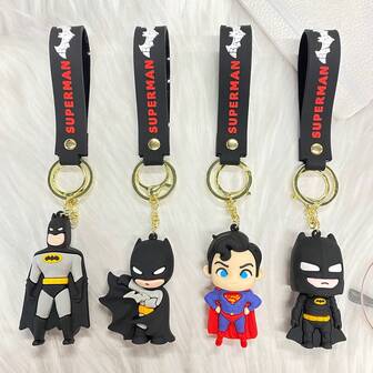 1 pieza Llavero de la serie de superhéroes de DC Batman, colgante de coche de dibujos animados, accesorio de bolso, pequeño regalo adecuado para fiestas diarias, regalos festivos, accesorios de ropa, regalo simple y elegante para fans y coleccionistas