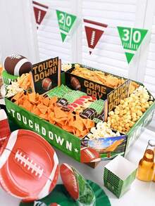 3pcs Football Party Disposable Paper Food Trays,Game Day Food Trays For Parties,For Football Stadium Party,Tailgate,Football Match Celebration Decorations And Keepsakes - Multicolor - View 6