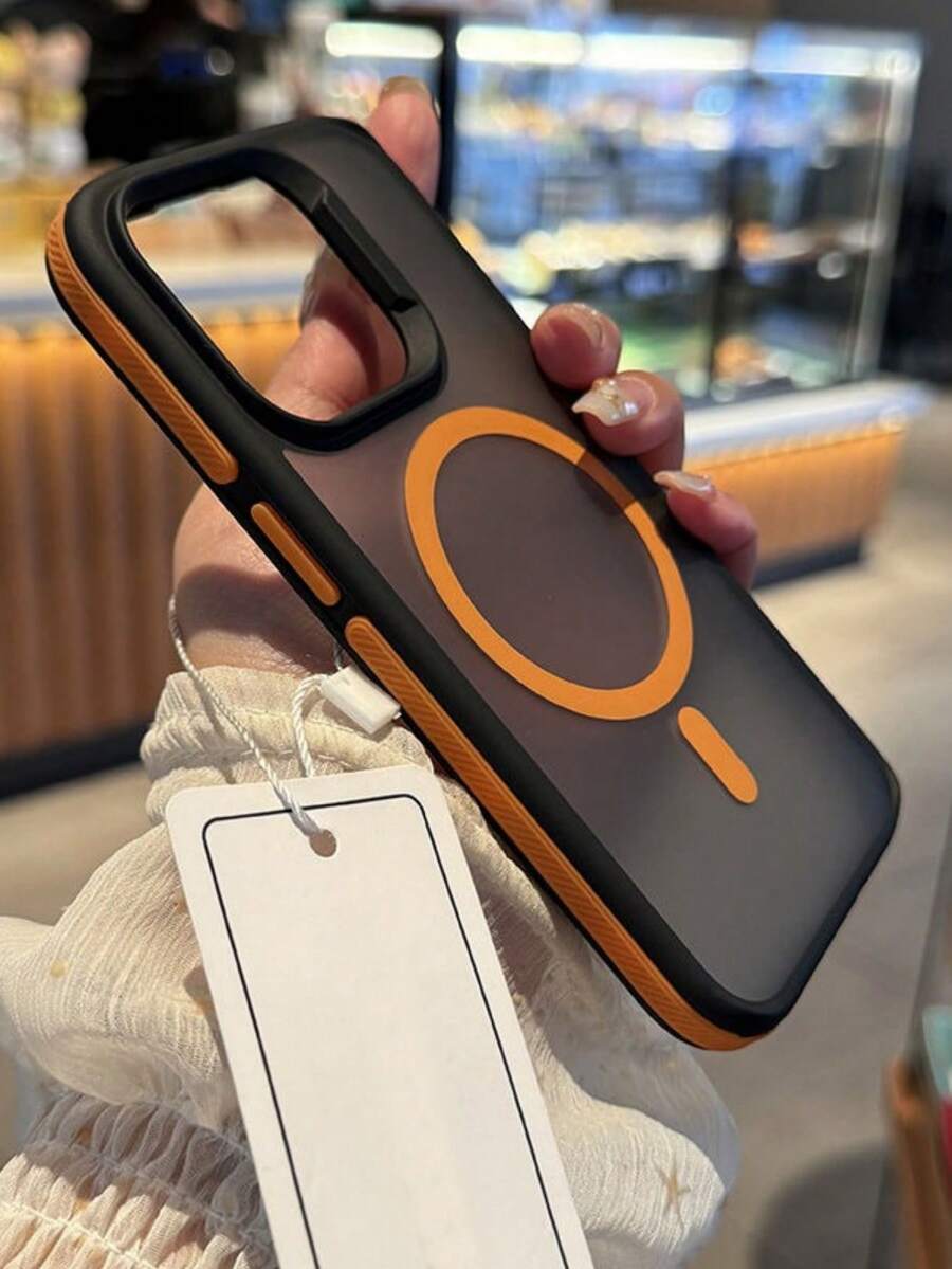 Nueva funda magnética mate de dos colores, compatible con iPhone 17 Air 16 15 14 13 12 11 Pro Max, protección contra golpes y carcasa dura - Naranja - Ver 1