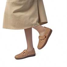 Meijile Women's Leather Shoes With Perforations For Comfort And Casual Style In White, Black And Brown 224 - 棕色的 - 查看 7