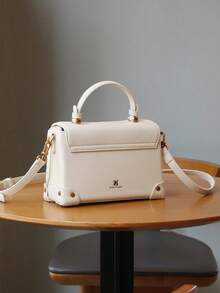 2025 Fashion New Women Bag High Quality Luxury Niche Design High-End Embroidered Leather Small Square Bag White Exquisite Elegant Handbag Shoulder Messenger Bag, Special Lock Design - 白色 - 查看 6