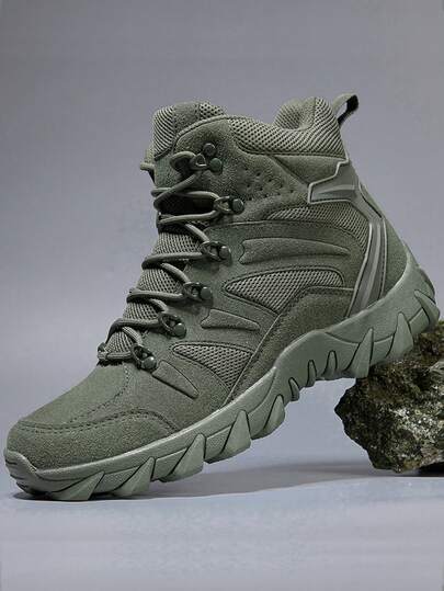 [Runs Small 1 Size] Outdoor Hiking Desert Boots Men 2025 New Breathable Anti-Slip Ultralight High-Top Combat Boots, Men's High-Top Outdoor Camping Black Hiking Shoes, Breathable Casual Comfortable Hiking Boots, Training Workwear Combat Boots, Ultralight Winter Outdoor High-Top Combat Tactical Boots, Men's Hiking Ankle Boots Size 39-46