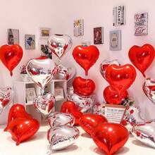 5/10pcs 18inch Heart Love Mylar Balloons, Heart Shaped Helium Foil Balloons Happy Anniversary Engagement Wedding Bridal Valentine's Day Birthday Party Decoration Theme Party Supplies - Multicolor - View 10