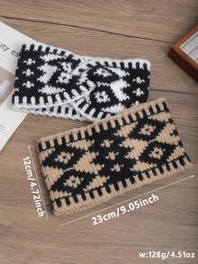 1pc Vintage Elegant Knitted Crossed Wide Headband, Versatile Soft Thick Warm Headband Suitable For Daily Commute And Casual Gatherings, Autumn/Winter Women Bandanas Winter Hair Accessories Fashion Scarf Fashion Hair Bands - Multicolor - View 4