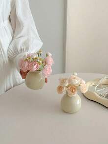 10/4/1pc Mini Dopamine Style Wide Mouth Ceramic Vase (Flowers Not Included), Room Artificial Flower Decor, Dried Flower Desktop Ornament, Home Decor, Photography Prop, Suitable For Bedroom, Porch, Holiday Decor, Valentine's Day Gift, Easter Decor, Indoor Decoration