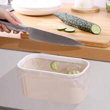 Kitchen Trash Can, Space-Saving Garbage Bin, Portable Household Trash Container, White, Apricot Kitchen Trash Organizer - Multicolor - View 3