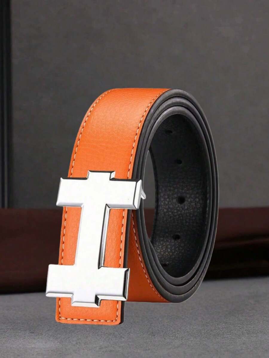 1pc Men's Elegant Adjustable Gold-Tone Buckle Belt - Multiple Colors, 3.3cm Width, Durable Artificial PU Leather, Suitable For Formal And Casual Wear All Seasons, Ideal Men's Birthday/Christmas/New Year Gift - Multicolor - View 1