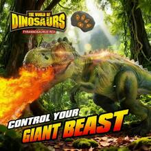 1 pieza Aproximadamente 41cm Juguete de dinosaurio Tiranosaurio Rex de estilo jurásico de plástico ABS con control remoto, color verde + espina roja, con forma de dinosaurio, luces LED de colores + efecto de rociado de niebla, control remoto inalámbrico, modo de baile, caminar automático, modelo de dinosaurio eléctrico, juguete interactivo para cumpleaños/Halloween/Día del Niño/Fiesta - Multicolor - Ver 3