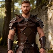 European Medieval Steampunk Viking Elf Armor Chest Armor Shoulder Guard Cosplay Dress Up Costume Set - Brown - View 6
