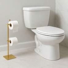Double Floor Standing Toilet Paper Holder For Bathroom - Carbon Steel - Modern And Durable - 金色 - 查看 3