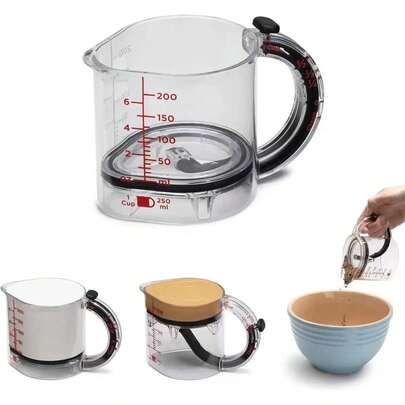 4-In-1 Adjustable Measuring Cup, Multifunctional Measuring Cup With Scraper Base, Space-Saving, Easy-To-Clean, Waste-Free Design, Multi-Measuring Cubic Cup
