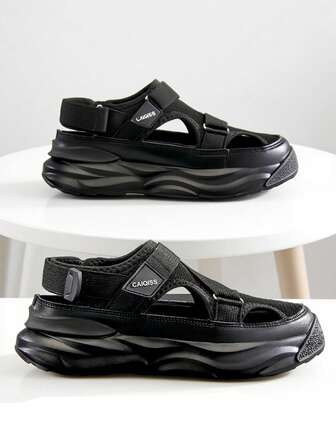 รองเท้าแตะลำลองคู่รัก, พื้นหนานุ่มสบายกันลื่น, ปิดด้วยตะขอและห่วงแบบปรับได้, เหมาะสำหรับใส่ในร่มและกลางแจ้ง