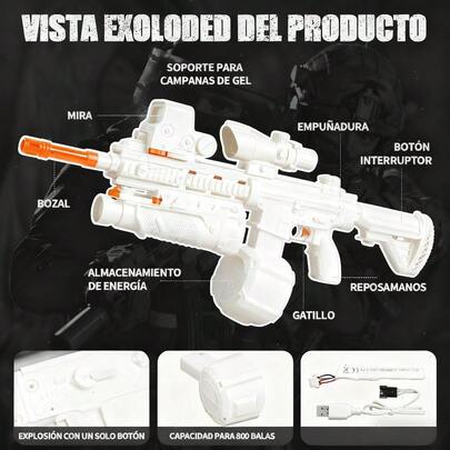 Juguetes Armas de Juguete y Accesorios Pistola de Hidrogel Lanzador de Hidrogel paraHombres y Niños Lanzador de Juguetes Blasters y Juegos de Espuma para Niños al Aire Libre Sin Bolas De gel Hidrogel