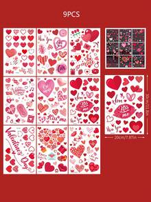 9张情人节窗贴，情人节装饰贴纸，大号心形窗贴，适用于情人节派对用品、结婚纪念日配件 - 彩色 - 查看 8