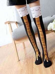 1pair Women's Chicken Feet Design Over-The-Knee Socks, Y2k - 彩色 - 查看 5