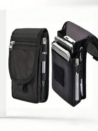 Bolsa táctica de cintura para hombres - Bolsa de cintura de nailon resistente de gran capacidad con soporte para teléfono, multicompartimento para herramientas y accesorios, regalo ideal para el Día de San Valentín, cierre con cremallera (bolígrafo no incluido)