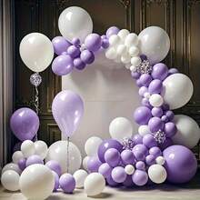 60个薰衣草紫色气球套装，包含白色气球、金属紫色气球、浅紫色薰衣草色气球和淡紫色纸屑乳胶气球，适用于生日、婴儿派对、婚礼派对装饰，也是婴儿派对礼物的理想之选。 - 淡紫色 - 查看 4