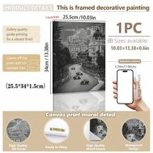 单幅装裱帆布墙画，复古F1摩纳哥大奖赛主题墙饰，赛车主题印刷品，黑白F1印刷品，赛道，F1车迷礼物，房间装饰，宿舍装饰，卧室装饰，客厅装饰，办公室装饰，节日装饰，乔迁礼物，生日礼物，厨房装饰，餐厅装饰 - 彩色 - 查看 12
