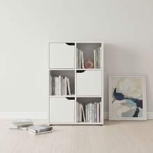 KIWI Estantería Cubo Modular de Madera en Varios Tamaños y Configuraciones (2 a 9 Compartimentos), Estantería Versátil para Libros, Almacenaje y Decoración, Varios Colores Disponibles - Envío GRATIS ✅ Entrega 24/48h a España (península) - BLANCO - 6 Comp + 3 Puertas | 60*29*90cm - Ver 8