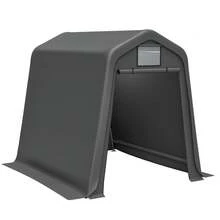 Grey Garden Shed 245 X 183 X 217 Cm – Versatile Use: Garden Shed, Bicycle Shed, Or Carport. Waterproof PE Material With Roller Blinds. UV And Wind Resistant. Easy Assembly. - Grey - View 8