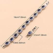 New Arrival 925 Silver Plated /18K Gold Plated Colorful Cubic Zirconia Fashion Party Luxury Quality Wedding Bridal Elegant Jewelry Sets For Women Necklace Pendant Earrings Bracelet Open Ring Preferred Gifts For Christmas, Valentine's Day, Birthdays And Anniversaries - Royal Blue - View 8