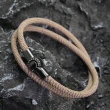 diffone 简约设计手工 4 毫米米兰绳手链黑色简易磁性手链男女最佳朋友腕带首饰 - 卡其色 - 查看 5