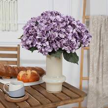 1/80支仿真绣球花，逼真绣球花，仿真植物，装饰品，高品质仿真花，适用于DIY婚礼花束、派对、家居、客厅、厨房、花园、酒店、办公室、书房、房间装饰、情人节礼物 - 紫色 - 查看 6