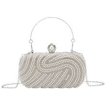 Gets Womens Pearl Clutch Purse Beaded Evening Handbag With Chain Bridal Wedding Party Bag Luxury Elegant Small Bag Formal Occasion Accessories Fashionable Chic Design - Màu be - Xem 1