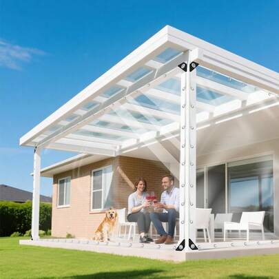 Heavy Duty Waterproof Clear Tarp Cover, Multiple Sizes In Feet, 14 Mil Thick, Reinforced Grommets, Tear-Resistant PVC/Vinyl Material, Suitable For Small Patios, Porches And Outdoor Greenhouse Plant Covering