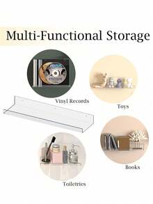 2/Pcs Acrylic Floating Storage Rack, 2 Pieces Set, Wall-Mounted Floating Storage Rack - Transparent Storage And Display Rack, Suitable For Bathroom, Kitchen, Living Room, Transparent Shower Storage Rack. Bathroom - Multicolor - View 11