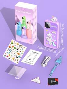 1 件升级版儿童智能手机，男女童皆宜，适合 3-10 岁儿童的圣诞礼物，触摸屏幼儿手机玩具，触摸屏互动，带全息金字塔，儿童音乐播放器，角色扮演玩具，儿童玩具手机，幼儿学习玩具 - 彩色 - 查看 11