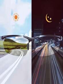 摩托车护目镜夜视驾驶眼镜提升驾驶安全偏光夜视护目镜变色太阳镜驾驶眼镜钓鱼太阳镜日夜皆宜驾驶眼镜，专业夜视驾驶眼镜，增强视野，防眩光，半框设计，为夜间驾驶和赛车爱好者提供保护和舒适佩戴体验（请注意尺寸是否合适） - 彩色 - 查看 12