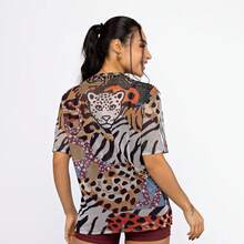 Women's Printed Tulle Blouse/Shirt, Lightweight And Stylish, Perfect For Layering, Fitness, And Modern Casual Looks. Oversized Shirt. - Quái thú - Xem 8