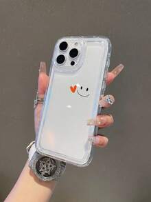 1pc Minimalist Heart & Smile Pattern Transparent TPU Shockproof Phone Case, Suitable As Holiday Gift Compatible With Apple, Galaxy S22/23/24/25/A05/A05S/A53/A54/A55 And More - Multicolor - View 5