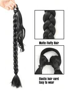 Ponytail Extensions Synthetic Boxing Braids Ponytail Hair Rope For Women High Temperature Fiber Black Brown Ponytail - Black - View 2