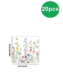 10件套野花图案餐盘和餐巾纸，包含7/9英寸餐盘、纸杯和餐巾纸，花卉纸盘，野花图案餐巾纸，适合春夏派对、野餐、婚礼、生日派对、下午茶、节日派对等场合。 - 彩色 - 查看 10