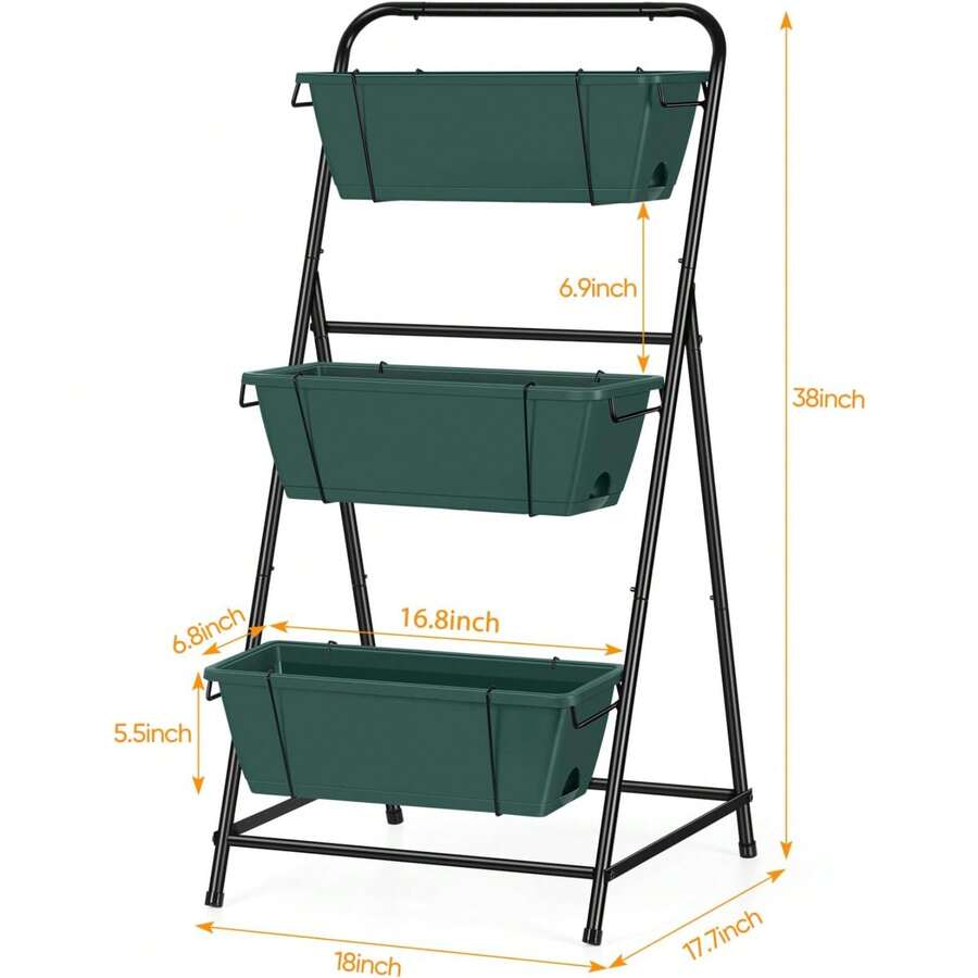 Grow More In Less Space! 3-Tier Vertical Garden Planter, Raised Bed With Drainage & Tray, Perfect For Herbs On Patio & Balcony - Green - View 1