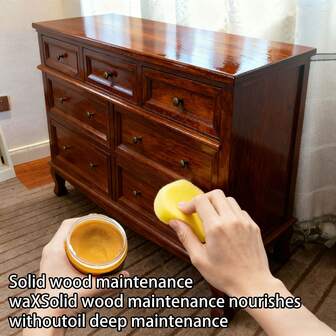 2.89盎司天然蜂蜡抛光剂 - 适用于实木家具，配有海绵涂抹器，可修复、保养和增亮皮革和木质表面。适用于家具、皮革制品和木地板。易于涂抹的抛光蜡，是皮革和木材饰面的理想之选。