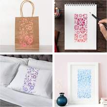 16pcs Reusable Leaf & Floral Pattern Template, 8.7 X 4.1 Inch Craft Painting Texture Template Background Template For DIY Card, Scrapbooking, Furniture, Paper - 16 Floral and Plant Texture Templates - View 6