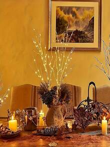 2/1件 50/20LED 夜光装饰桦树枝，电池供电人造树枝灯，适用于优雅的室内圣诞节和新年装饰，时尚家居饰品，阅读灯装饰 - 适合节日场合 - 不含电池