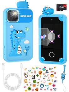 1 件升级版儿童智能手机，男女童皆宜，适合 3-10 岁儿童的圣诞礼物，触摸屏幼儿手机玩具，触摸屏互动，带全息金字塔，儿童音乐播放器，角色扮演玩具，儿童玩具手机，幼儿学习玩具 - 彩色 - 查看 16