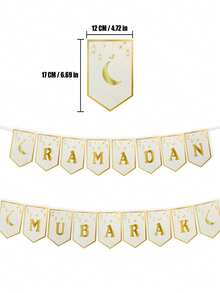 1pc Eid Party Banner, Home Decor Holiday Decoration Star & Moon Banner, Middle Eastern Festival Letter Colorful Flag, Mainly Physical Goods - Multicolor - View 12