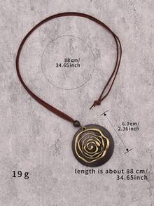 时尚百搭螺旋太阳形合金吊坠长项链，波西米亚风串珠圆盘颈链，男友/情侣礼物，日常佩戴 - 串珠 - 查看 11