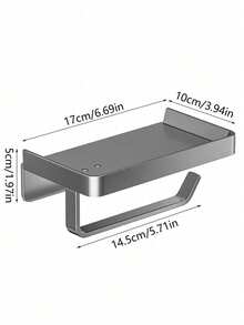 Self-Adhesive Paper Towel Holder, Suitable For Kitchen & Bathroom, Tissue Roll Dispenser With Storage Rack, Matte Black - Multicolor - View 10
