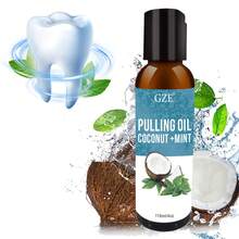 GZE椰子薄荷漱口油，118毫升/4盎司 | 油拔法，呵护口腔健康、牙齿和牙龈，清新口气 | 100%纯天然阿育吠陀口腔排毒 - 淺藍色 - 查看 4