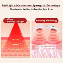 Red Light Therapy Glasses For Under Eyes Microcurrent Eye Massager With 650nm Contour Fit, Hands-Free Device To Reduce Dark Circles, Puffiness, Wrinkles & Eye Fatigue Rejuvenation Mask For Women & Men - White - View 2