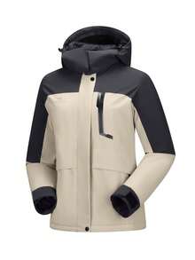 CAMEL CROWN Women's Waterproof Ski Jacket With Fleece Lining, Warm And Windproof Winter Hooded Ski Coat - Beige - View 6